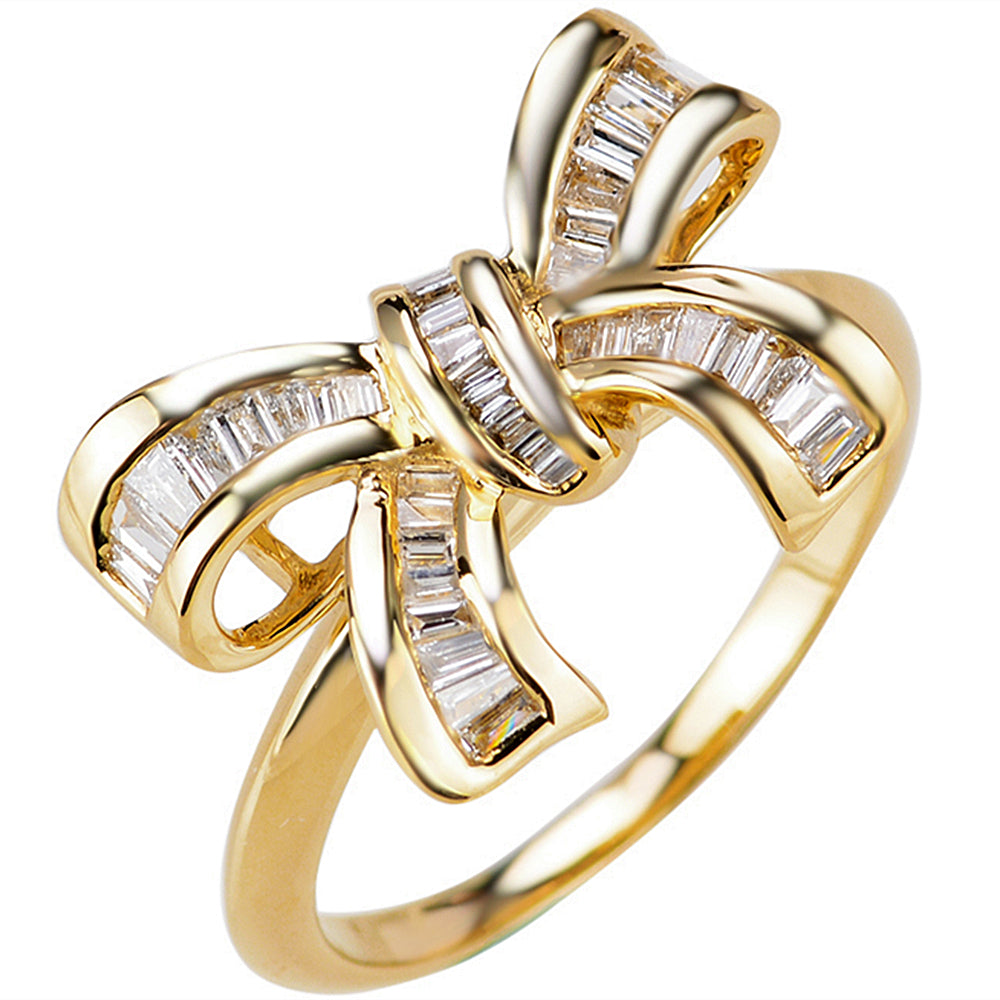 14K White Gold Diamond Bow Ring-81015w14